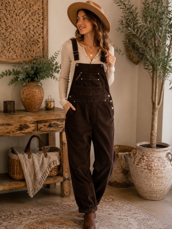 No Boundaries Denim - Vintage No Boundaries Brown Corduroy Overalls Relaxed Bib Utility 90s Y2K Size M